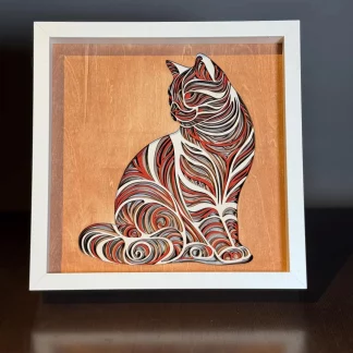 Katzen Wandbild 3D – Multilayer Laser Cut Holzbild – Bild 2