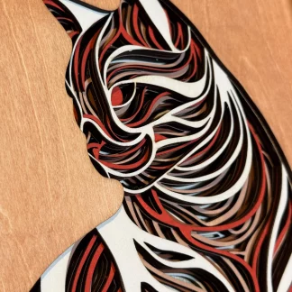 Katzen Wandbild 3D – Multilayer Laser Cut Holzbild – Bild 6