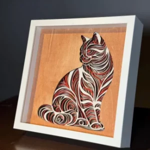 Katzen Wandbild 3D – Multilayer Laser Cut Holzbild
