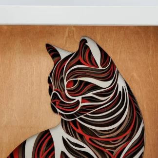 Katzen Wandbild 3D – Multilayer Laser Cut Holzbild – Bild 5