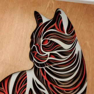 Katzen Wandbild 3D – Multilayer Laser Cut Holzbild – Bild 4