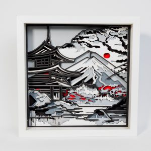 🏯 3D Wandbild „Japanische Landschaft“ – Multilayer Holzkunst (6 Schichten)