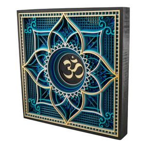 🕉️ 3D Mandala Wandbild „OM“ – Spirituelle Multilayer Holzkunst (12 Schichten)